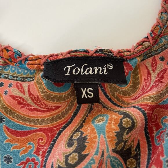 Tolani 100% Silk Paisley Boho Tunic Dress XS-S India Ethnic Print Top Blouse - Picture 4 of 7